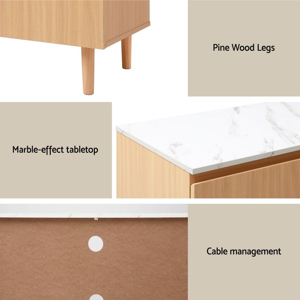 Artiss 180CM Pine White TV Cabinet