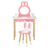 1 Set of Keezi Kids Dressing Table Wooden Bunny Pink