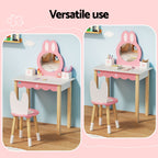 1 Set of Keezi Kids Dressing Table Wooden Bunny Pink