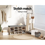 Pine & Grey Shoe Rack Bench with Cushion
