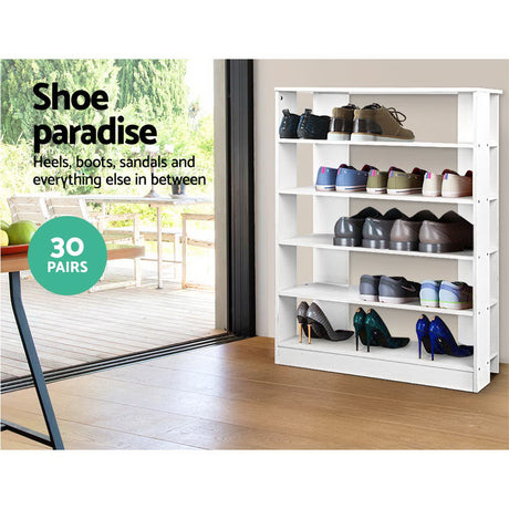 6-Tier White Shoe Rack Cabinet for Organization