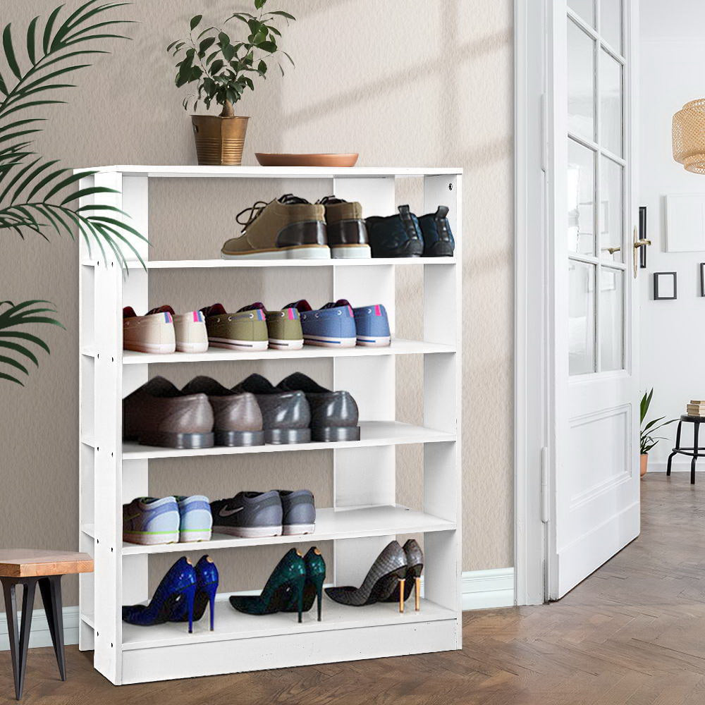 6-Tier White Shoe Rack Cabinet for Organization