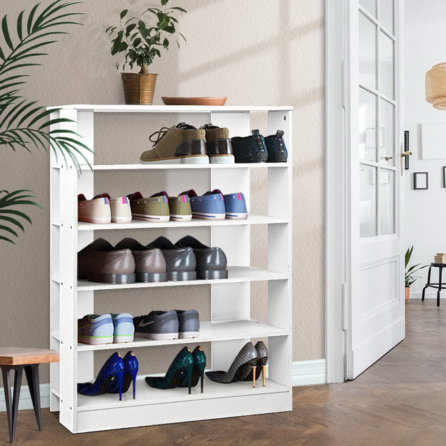 6-Tier White Shoe Rack Cabinet for Organization
