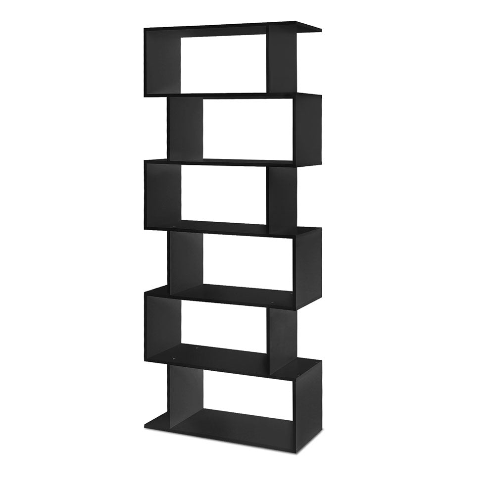 Artiss RIVA Black 6-Tier Bookshelf