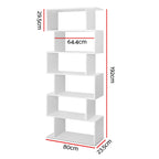 Artiss RIVA White 6-Tier Bookshelf