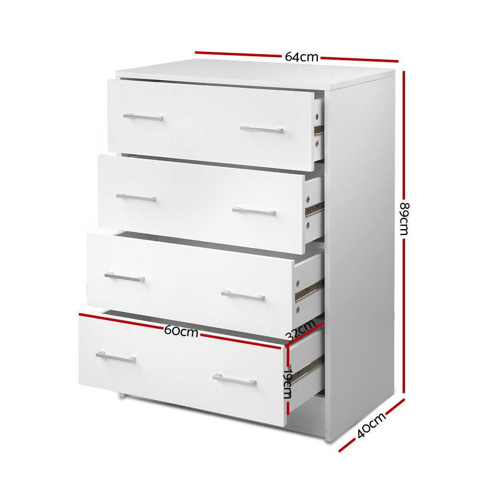 Sleek White 4-Drawer Chest of Drawers