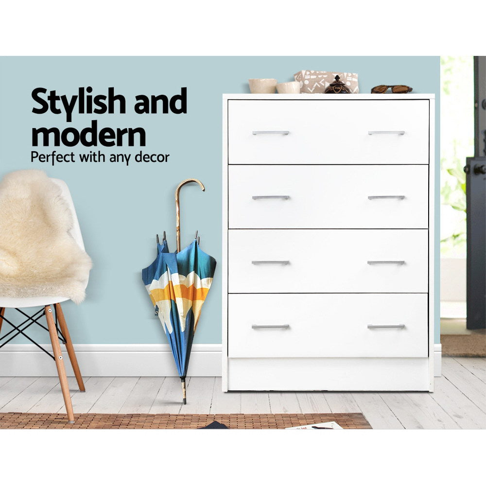 Sleek White 4-Drawer Chest of Drawers