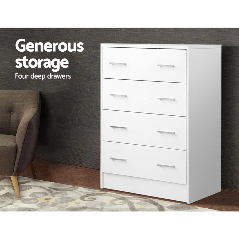 Sleek White 4-Drawer Chest of Drawers
