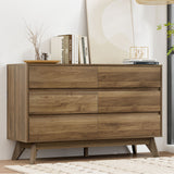 Walnut 6-Drawer Modern Chest of Drawers