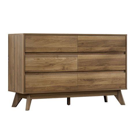 Walnut 6-Drawer Modern Chest of Drawers