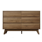 Walnut 6-Drawer Modern Chest of Drawers