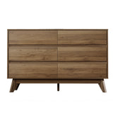 Walnut 6-Drawer Modern Chest of Drawers