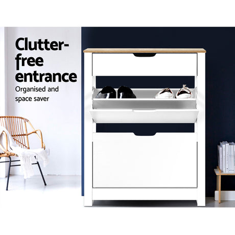 Modern White Shoe Rack Cabinet for Organization