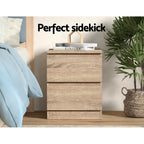 Artiss Bedside Table 2 Drawers - PEPE Compact Bedroom Storage Nightstand