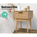 Artiss Bedside Tables Side Table Rattan Drawers Nightstand