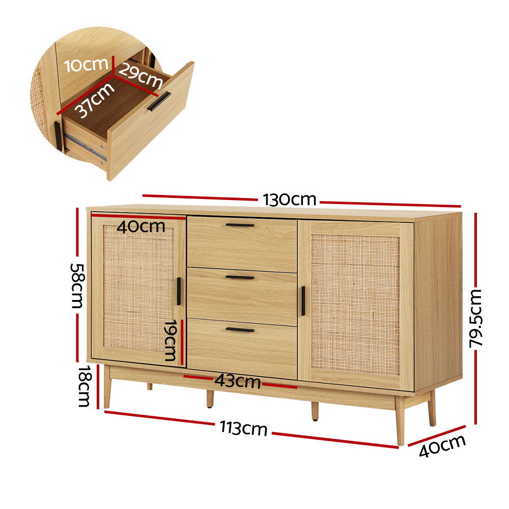 Artiss BRIONY Oak Rattan Buffet Sideboard