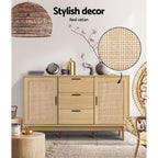 Artiss BRIONY Oak Rattan Buffet Sideboard