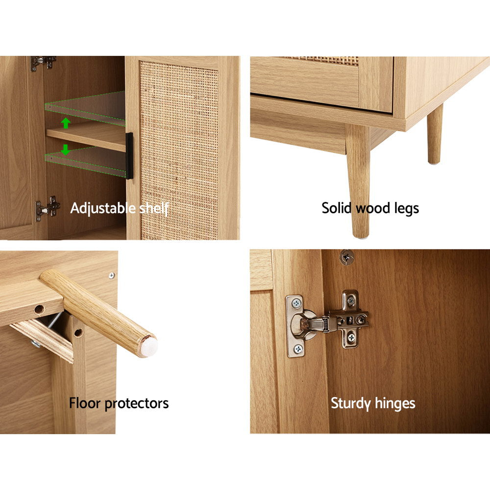 Artiss Briony Oak Rattan Buffet Sideboard