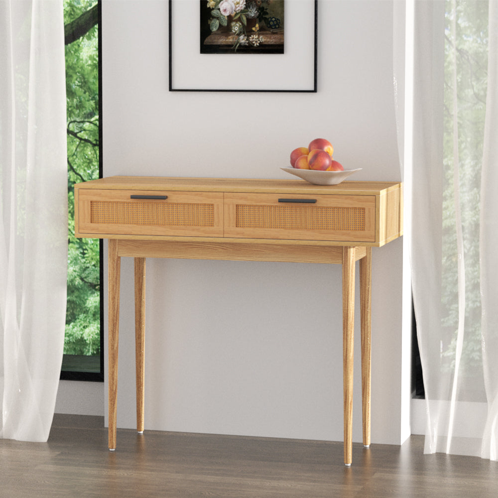 Artiss Elegant Console Table with Rattan Drawers