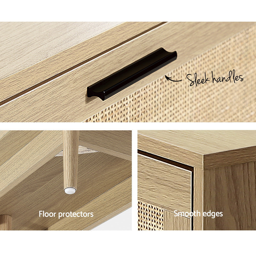 Artiss Coastal Bohemian Rattan TV Cabinet