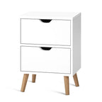 Artiss Bedside Table 2 Drawers - BODEN White