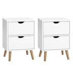 Artiss 2X Bedside Table 2 Drawers - BODEN White