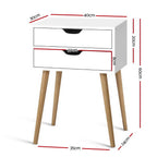 Artiss Bedside Table 2 Drawers - BODIE White