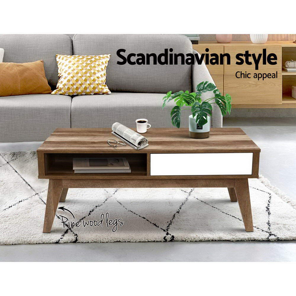 Artiss Sanna Scandinavian Coffee Table with Drawers