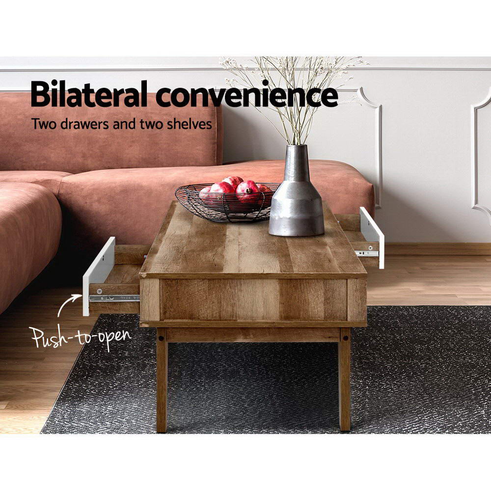 Artiss Sanna Scandinavian Coffee Table with Drawers