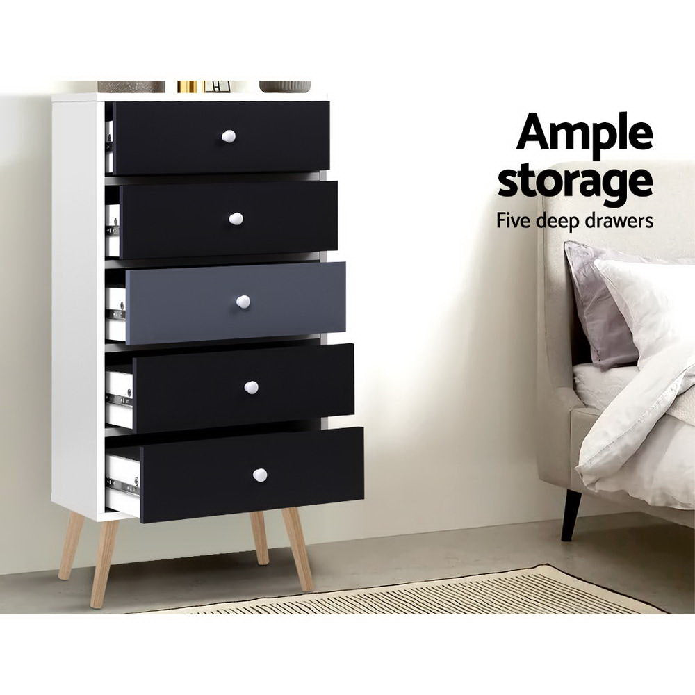 Scandinavian Tallboy Chest of Drawers - White