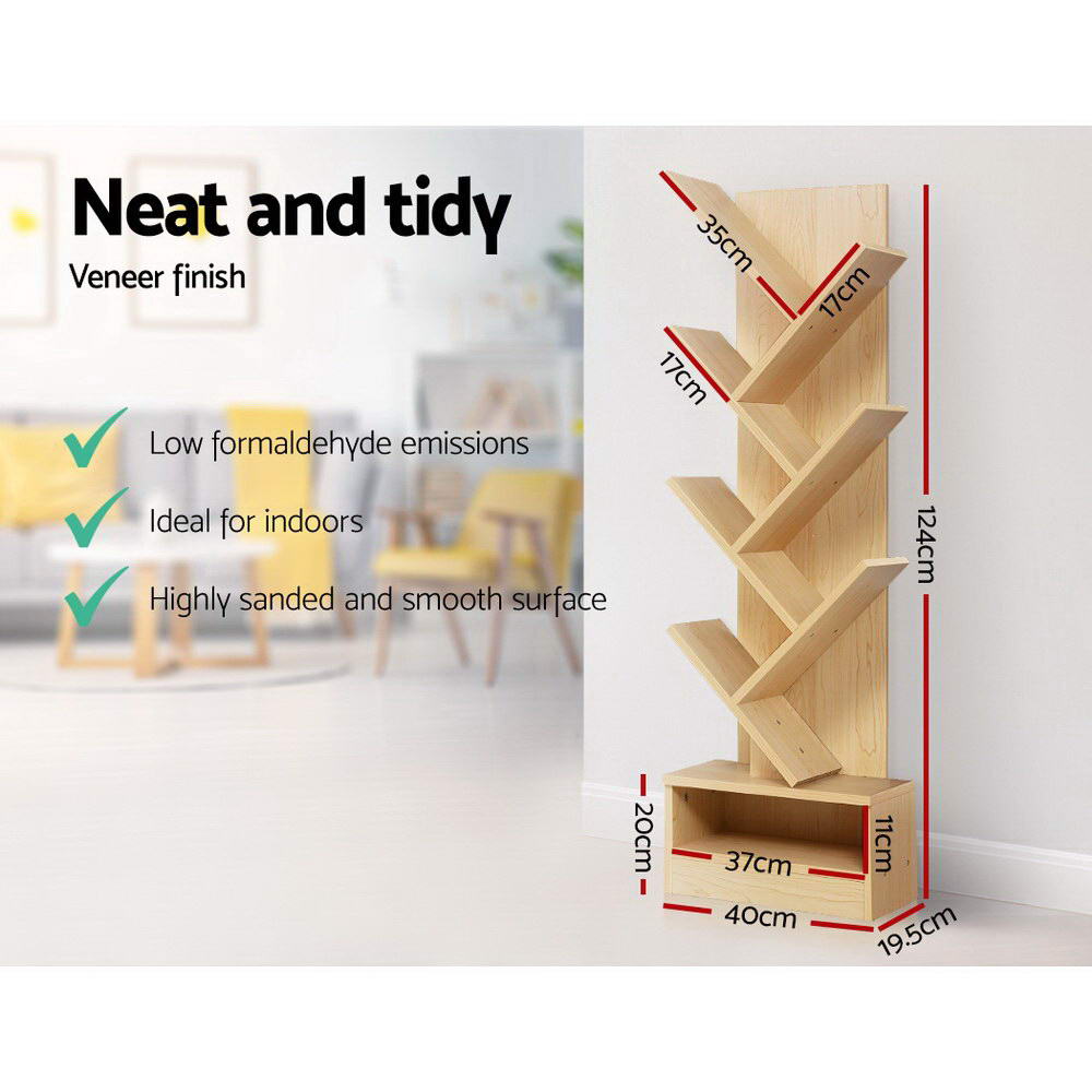 Artiss Tree Bookshelf - 7 Tier ECHO Oak