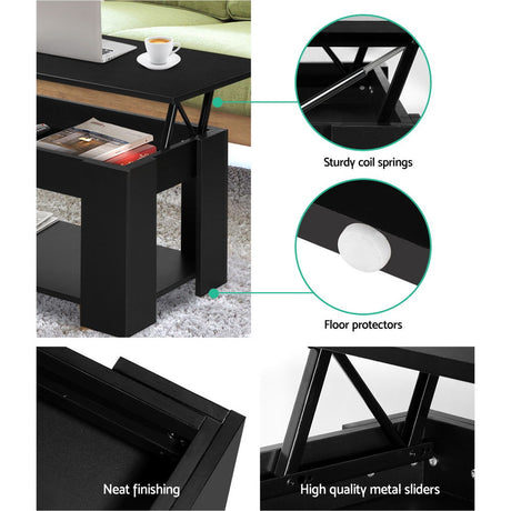 Artiss Black Lift-Top Coffee Table