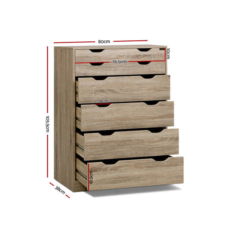 Scandinavian-Inspired 6 Drawer Tallboy Storage