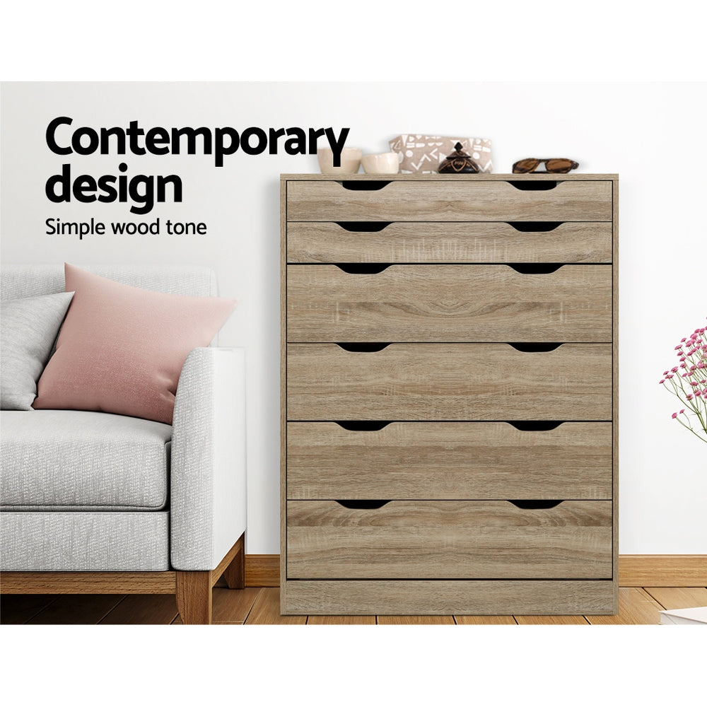 Scandinavian-Inspired 6 Drawer Tallboy Storage