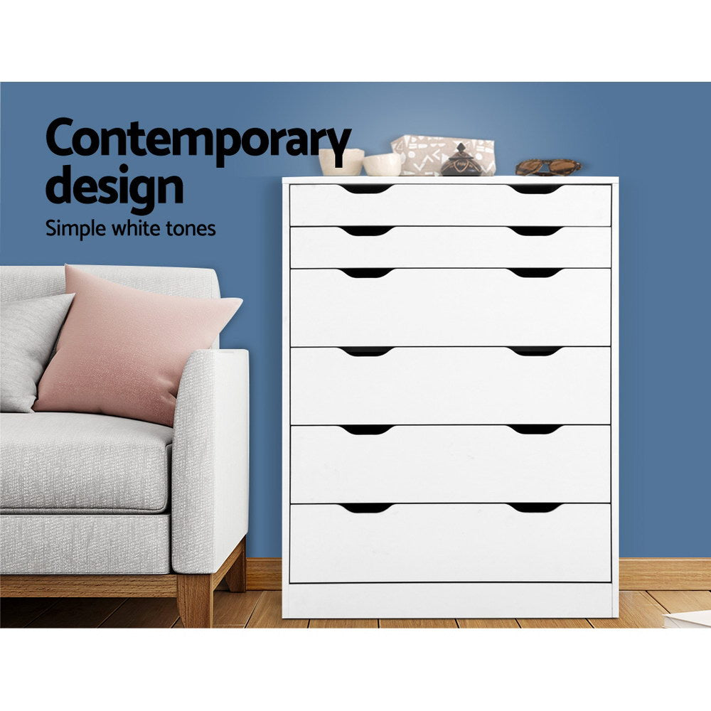 Scandinavian-Inspired 6 Drawer Tallboy Storage