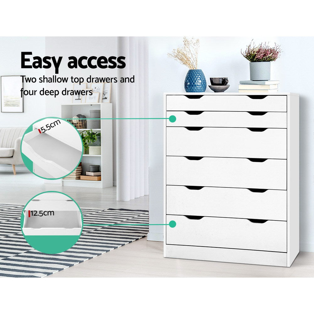 Scandinavian-Inspired 6 Drawer Tallboy Storage