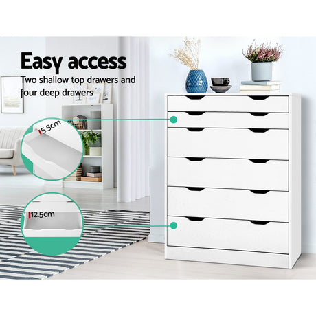 Scandinavian-Inspired 6 Drawer Tallboy Storage