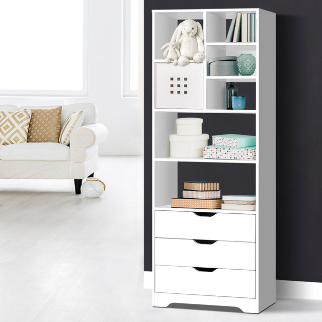 Artiss NANA White Bookshelf with Drawers