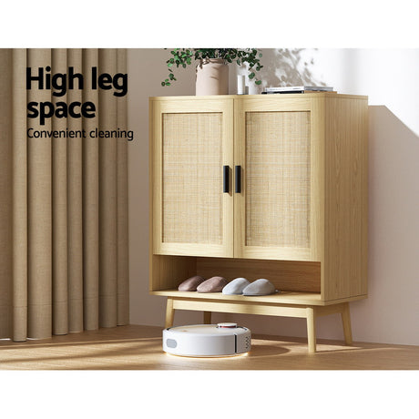 Elegant 5-Tier Rattan Shoe Rack Cabinet