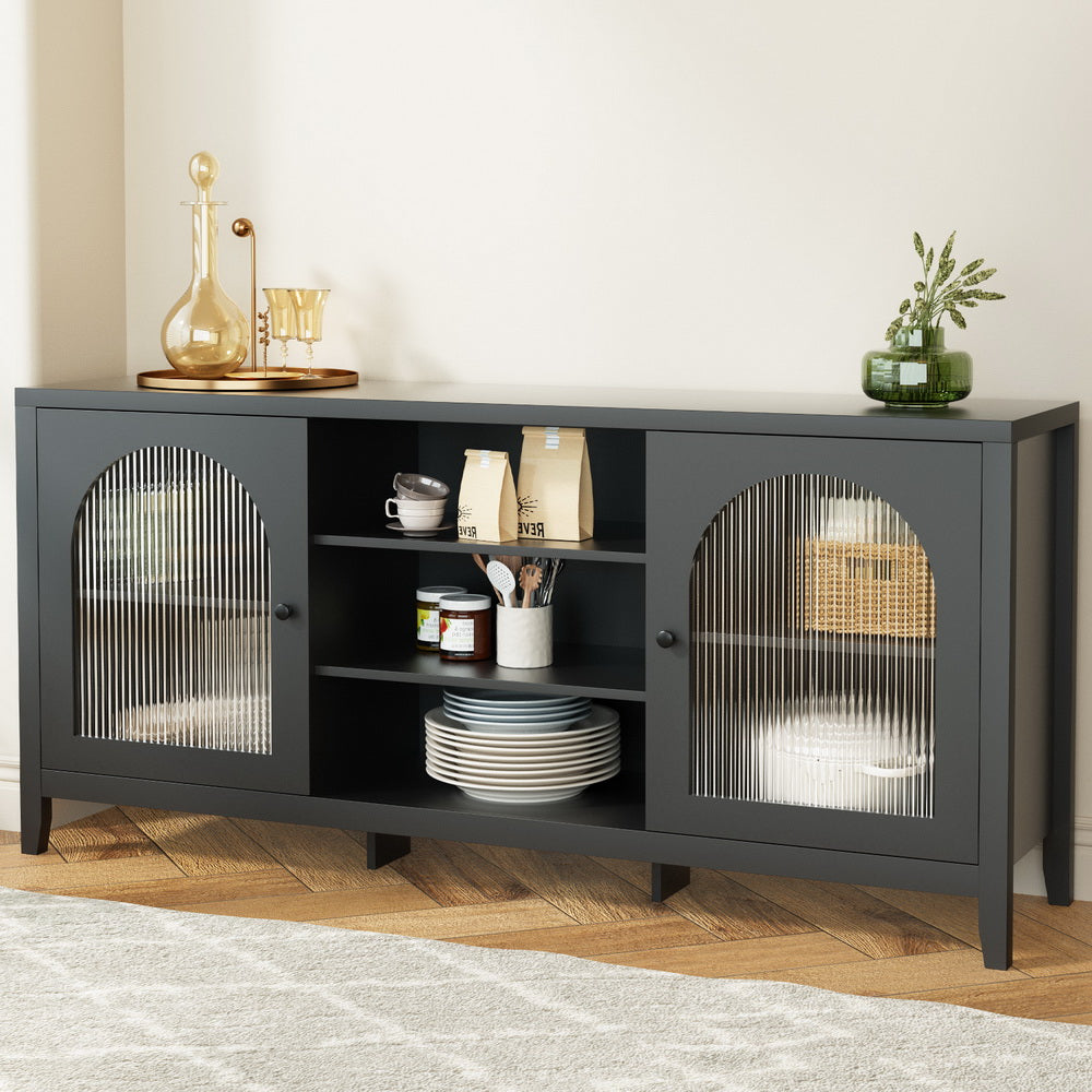 Artiss Black Buffet Sideboard with Double Doors