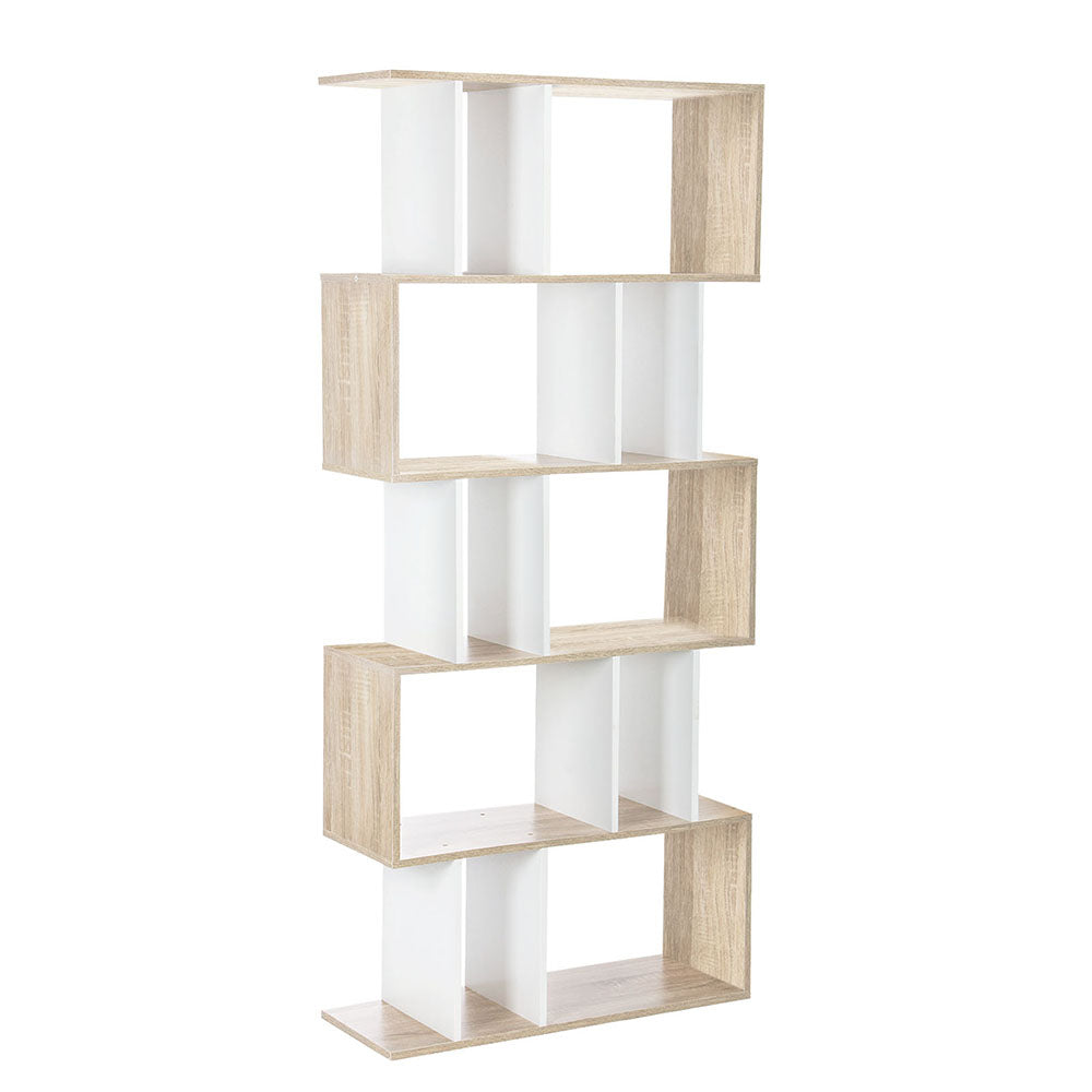 Artiss RITA 5-Tier Bookshelf in White & Oak