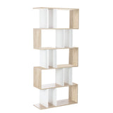 Artiss RITA 5-Tier Bookshelf in White & Oak