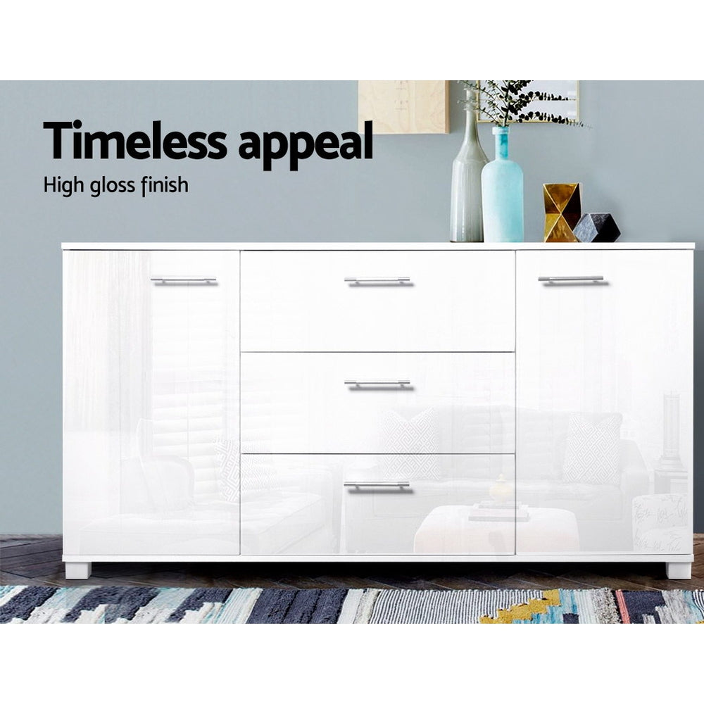 Artiss High Gloss White Buffet Sideboard