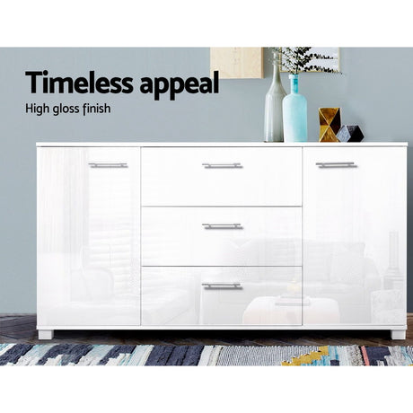 Artiss High Gloss White Buffet Sideboard