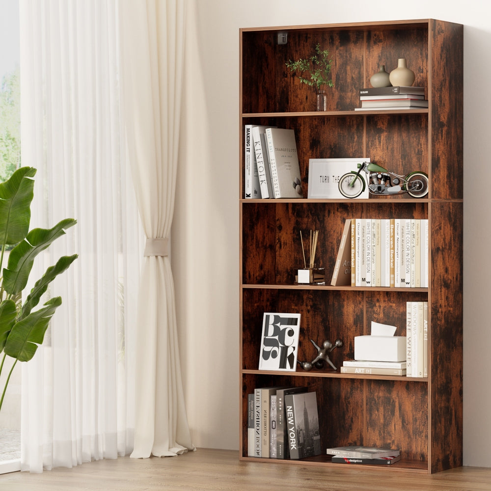 Artiss 5-Tier Walnut Bookshelf