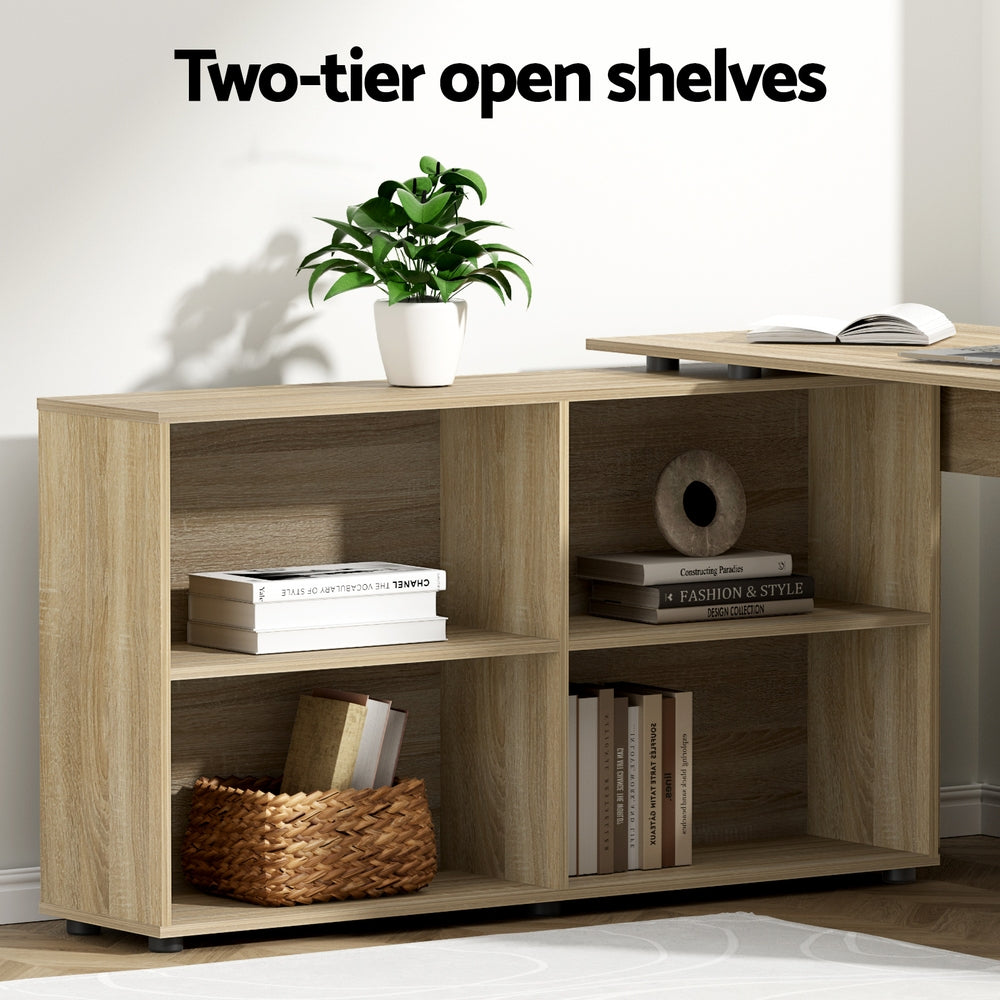 Artiss Alban 130CM Oak Computer Desk Bookshelf
