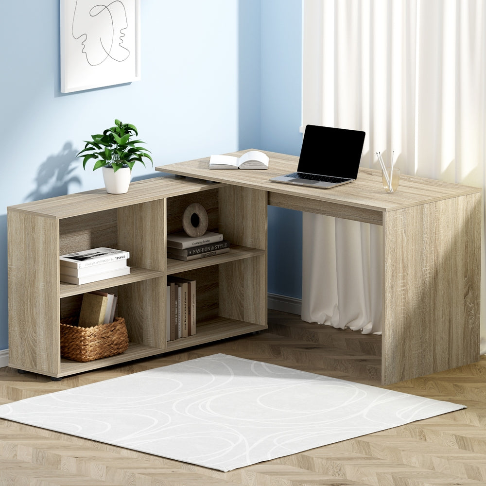 Artiss Alban 130CM Oak Computer Desk Bookshelf