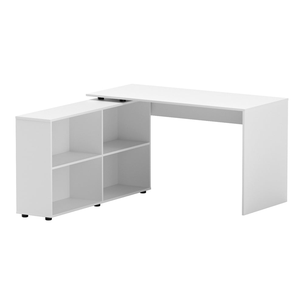 Artiss White L-Shaped Computer Desk & Bookshelf