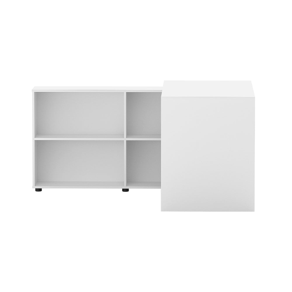 Artiss White L-Shaped Computer Desk & Bookshelf