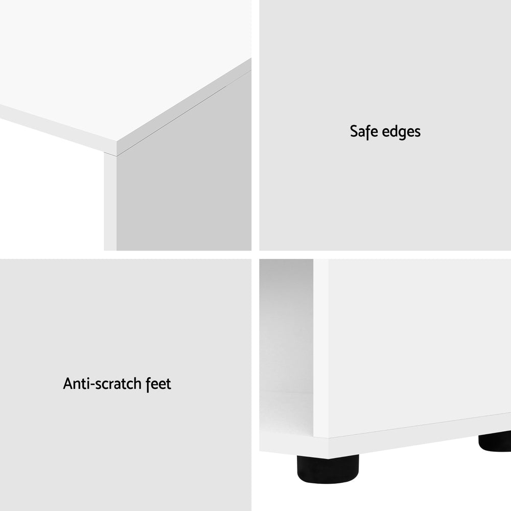 Artiss White L-Shaped Computer Desk & Bookshelf
